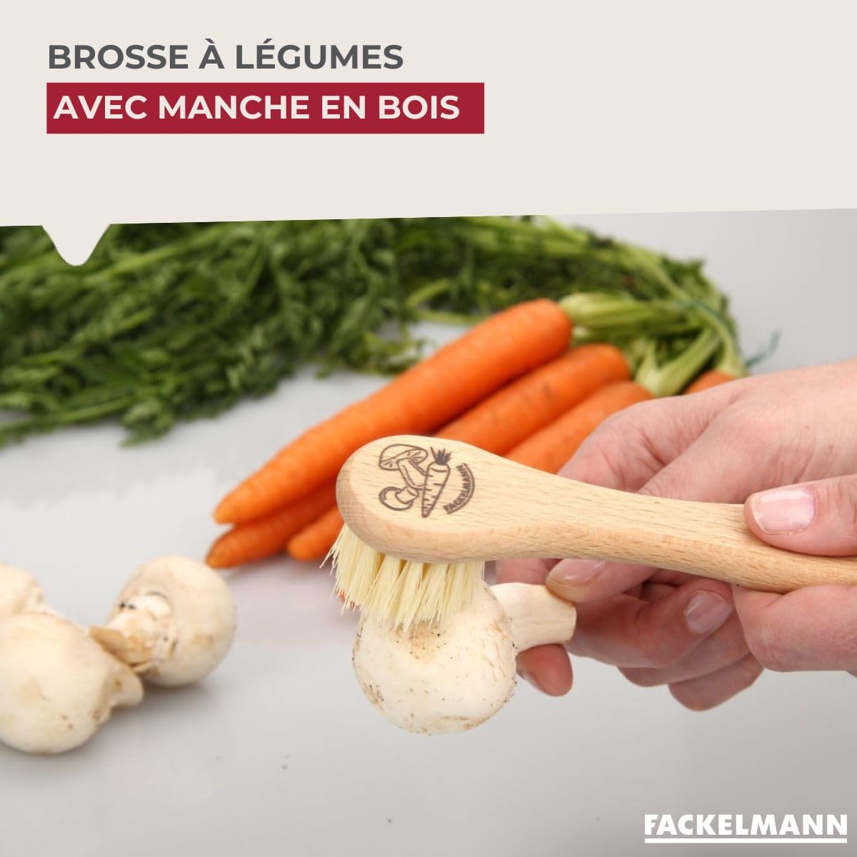 Fackelmann Brosse pour légumes en Bois 13,5 x 3,6 x 3,3 cm