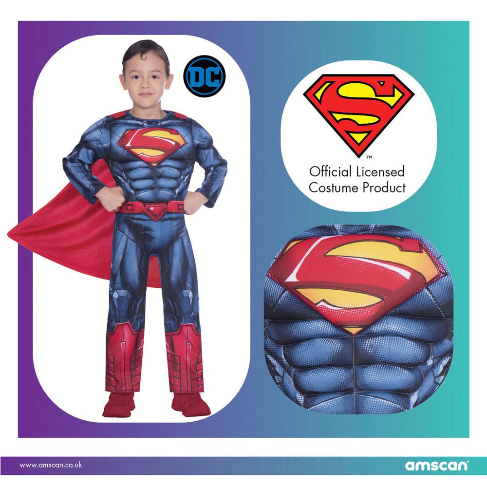 (PKT) (9906070) Classic Child Kids Warner Bros Superman Fancy Dress Costume (6-8 anni)