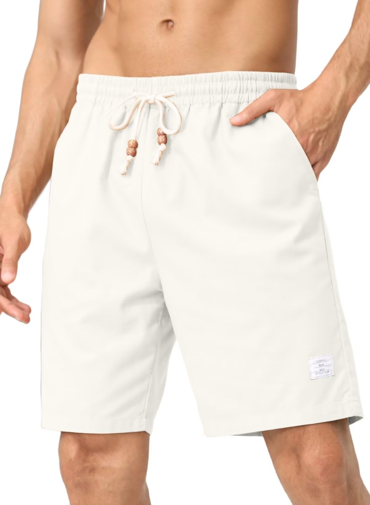 JMIERR Herren Baggy Kurze Hosen Sommer Leinen Beach Shorts Baumwolle Casual Sport Short mit Taschen S-3XL