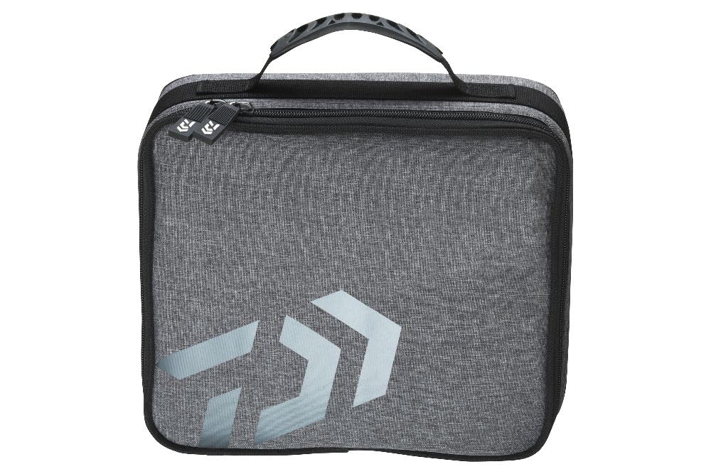 Daiwa D-VEC Rollen-Schutztasche, Polyester, Grau, Wasserdicht, L 26x23x9 cm für 2-3 Big Pit Rollen, M 36x26x14 cm für 4-6 Rollen, mit Klettverschluss-Segmenten (M)