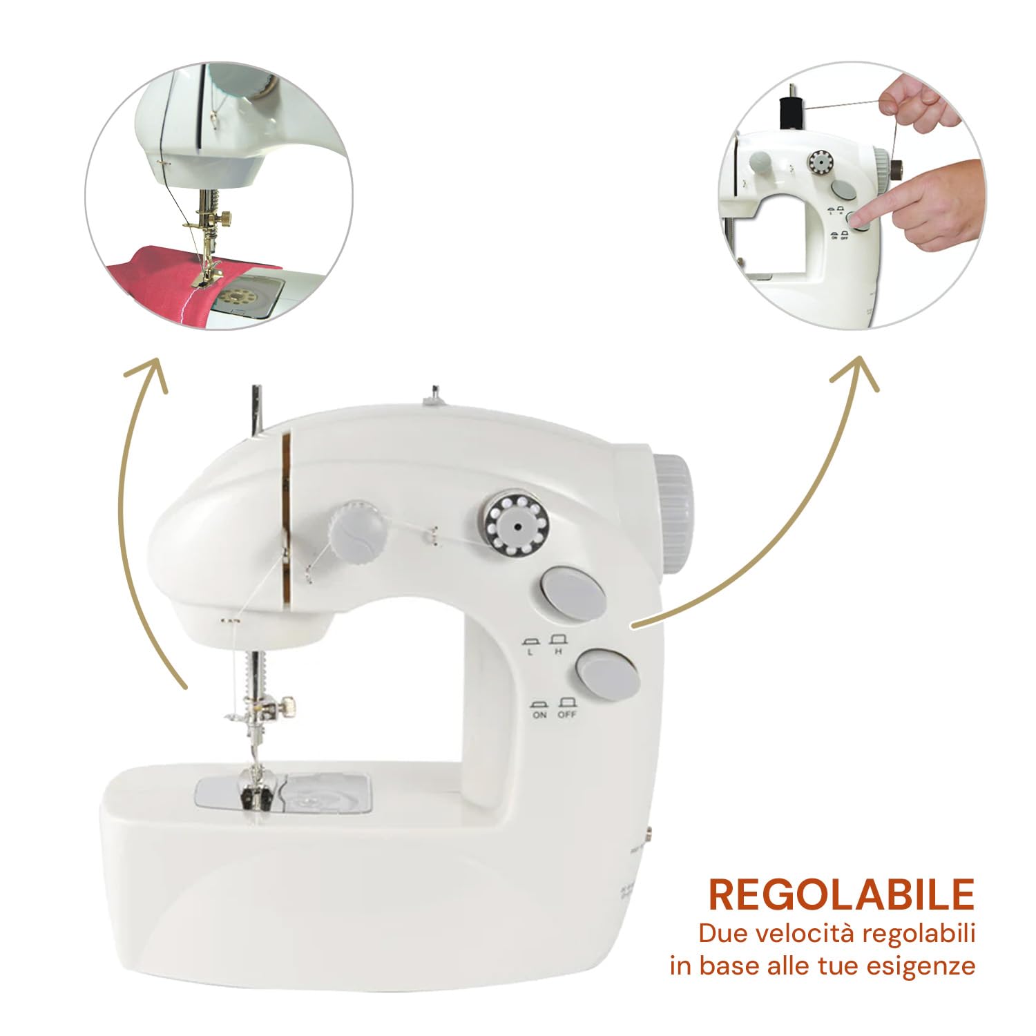 Avilia Macchina da Cucire Piccola Compatta con 12 Punti e Accessori - Ideale per chi ha Vuole Imparare a Cucire o per Riparazioni Rapide - con 2 Velocità Regolabili, Leggera e Salvaspazio