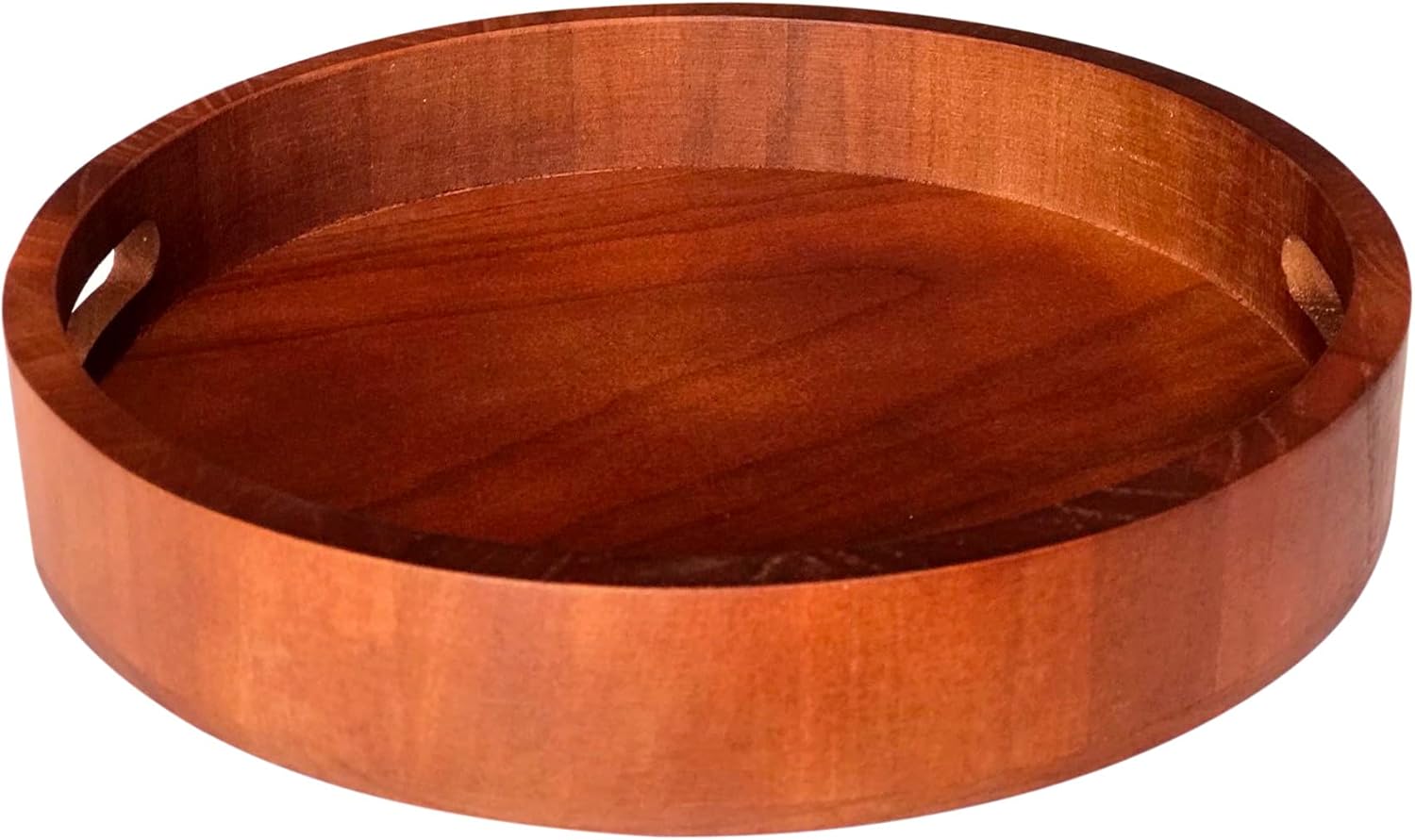 Round Wood Tray Wooden Circle Tray with CutOut Handles