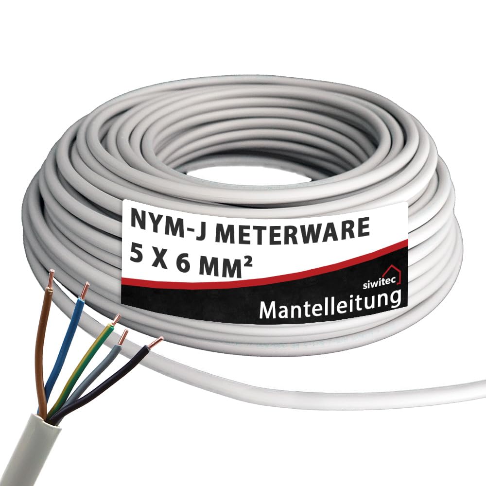 siwitec NYM-J - Cable de 93 m, cable de 93 m, cable de 3 a 100 m, cable de instalación a medida, fabricado en Alemania
