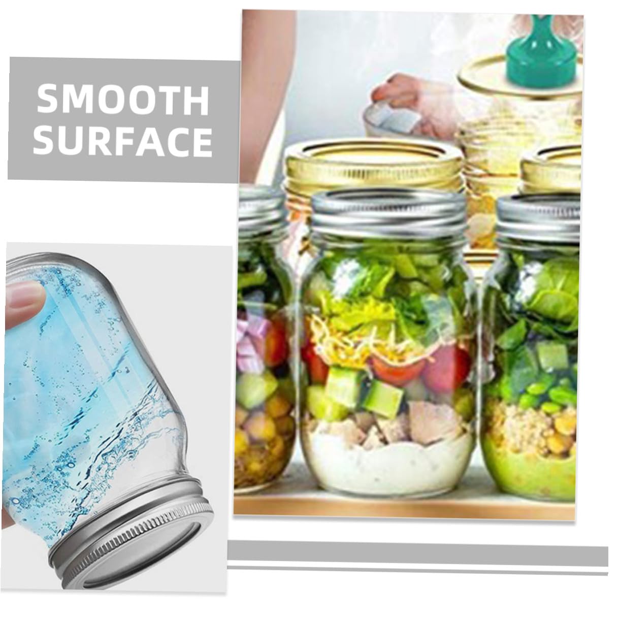 Barattoli a Bocca Larga in Vetro da 500ml con Coperchio Ermetico, Set di 6 Pezzi Riutilizzabili Contenitori per Conservazione Alimentare per Casa e Ristorante