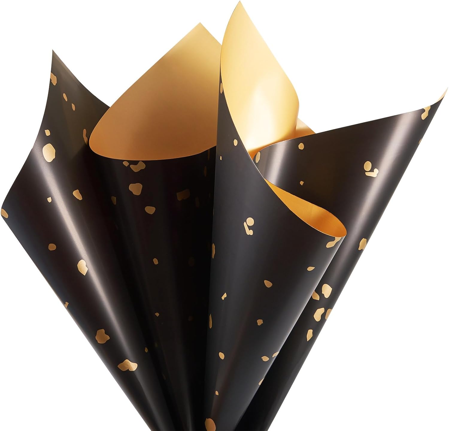 Spritewelry 20 Sheets Black Flower Wrapping Paper Gold Foil Floral Bouquet Wrapping Paper 22 inch x 22 inch Florist Supplies Packaging for Christmas Valentine Birthday Mother’s Day DIY Crafts