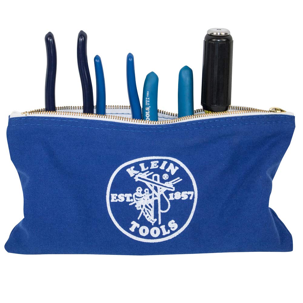 Klein Tools 5140 | Juego 4 bolsas lona No. 10 con cremallera | Colores surtidos | Cremalleras latón robustas | 31,8 × 17,8 × 1,8 cm | Para herramientas y accesorios