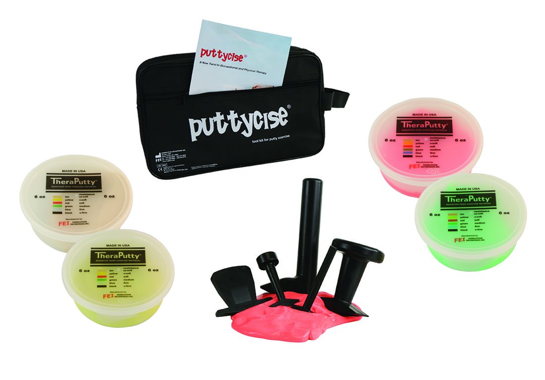Puttycise Outil de mastic d'exercice à main Définit avec Theraputty, 6 oz Kit, multicolore, 1
