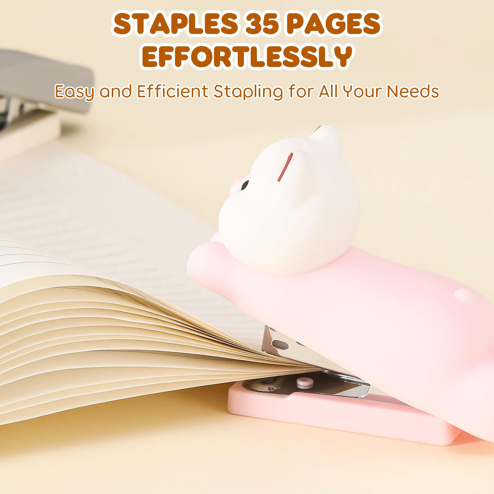 Honagu Mini Cute Animal Stapler with Staples, Cartoon Stereoscopic Silicone (PVC) Stapler, Labor-Saving Office Supplies for Teachers, Students,Girls,Gift Stocking Stuffers for Kids( Puppy): Pink