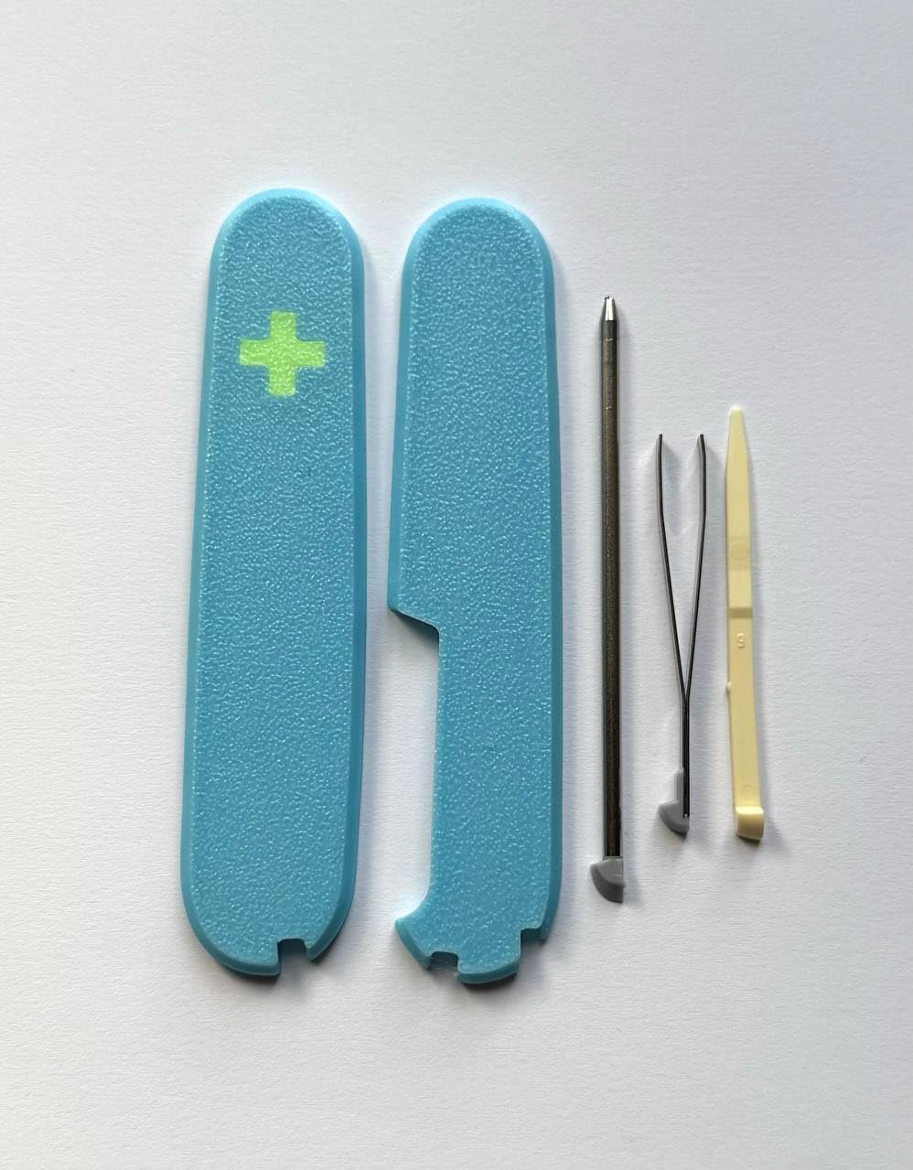 Replacement Covers For Victorinox Scales Plus 91mm Plastic Handles With Toothpick Tweezers And Ballpoint Pen Glow In The Dark (Blue)