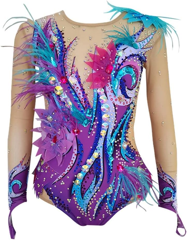 Rhythmic Gymnastics Leotards Purple Artistics Spandex Girl Contest Stage Show