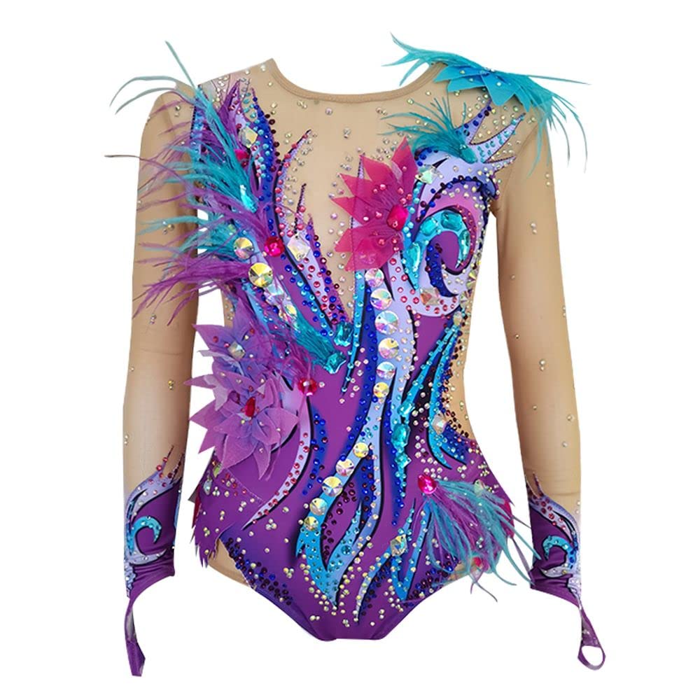 LIUHUO Rhythmic Gymnastics Leotards Purple Artistics Spandex Girl Contest Stage Show