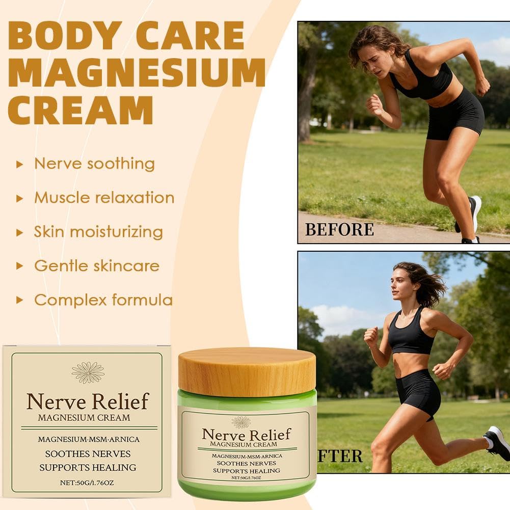 Total Relief Magnesium Cream for Nerve Relief with MSM & Arnica — Soothing Topical Support for Neuropathy & Muscle Relaxation — 2 Pack Value Set (3.52oz Total) — view 3