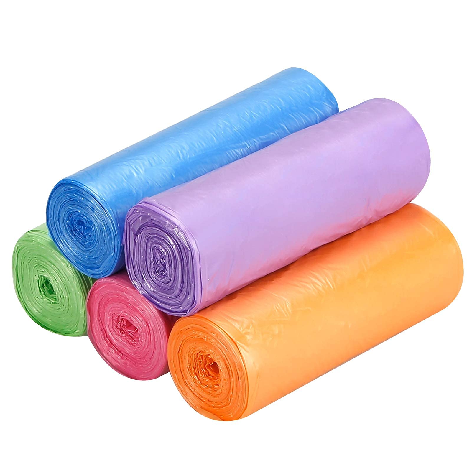 8 Gallon/150pcs Medium Trash Bags, Colorful Clear Garbage Bags, Extra Strong Rubbish Bags for Home, Office, Car/30 Liter/5 Rolls 19 * 23inch Blue