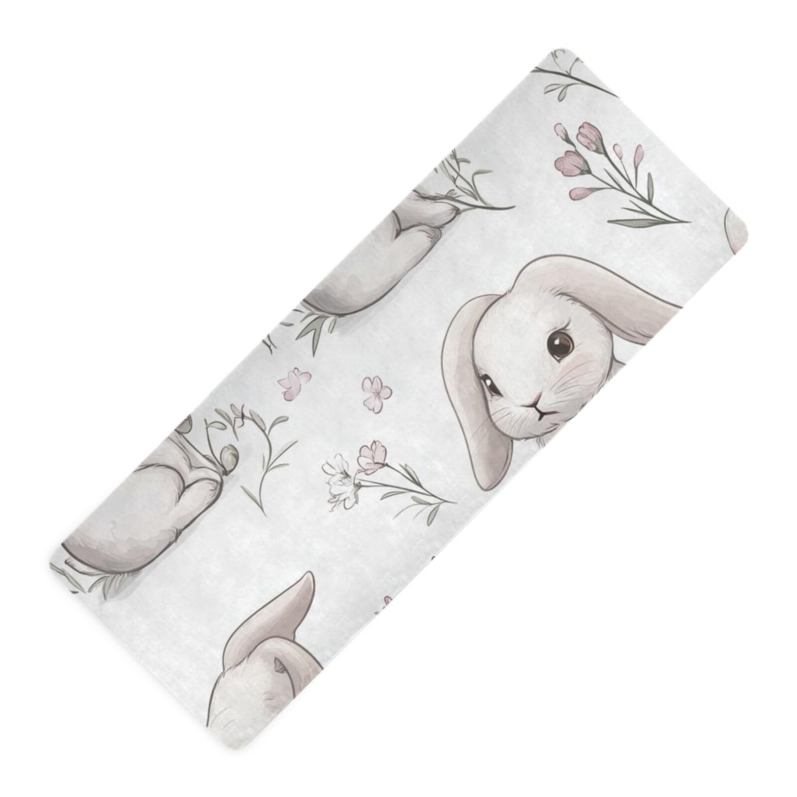 Cartoon Sweet Lop-eared Rabbit printed yoga mats for home workout natural rubber non slip,Thick 1 mm with carrying bag tapete para ejercicio 71x26 inches for home gym