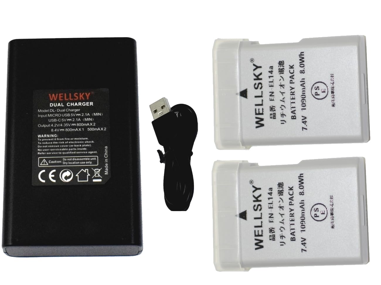 Amazon | WELLSKY EN-EL14a EN-EL14 互換バッテリー 2個 + MH-24 MH