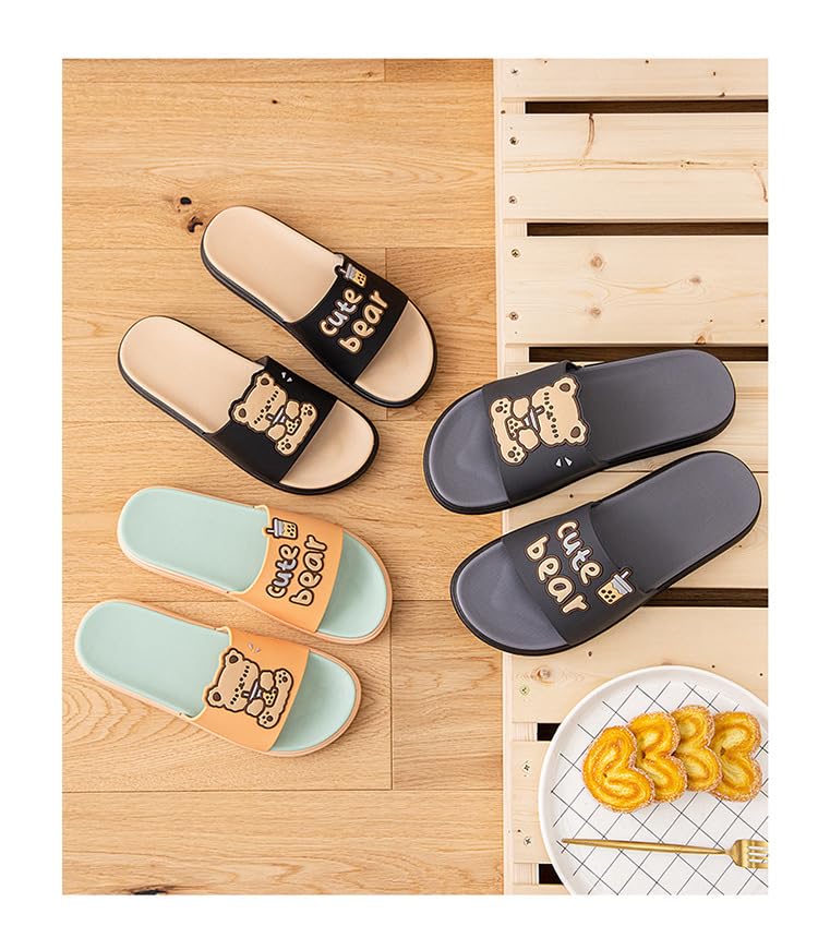 Sandals Women Bubble Tea Bear Slippers for Couple Cute Y2k Kawaii Aesthetic Sandals Shower Slippers Shower Flip Flops Women Flats Indoor Outdoor Beach Travel Pool4