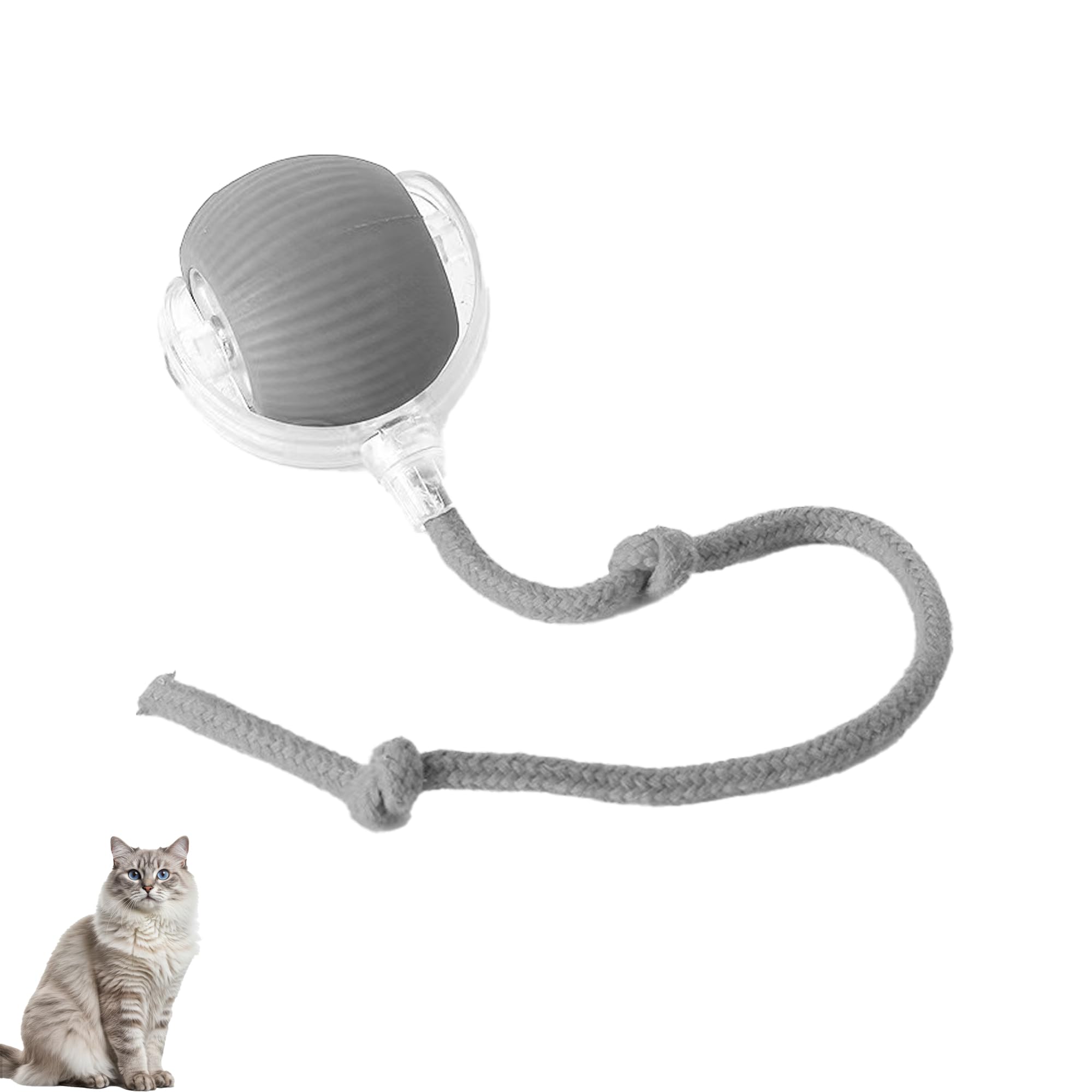 Interactive Automatic Ball Toy,360 Smart Automatic Rolling Pet Ball for Cats, Engaging Automated Cat Chaser (2, Gray)