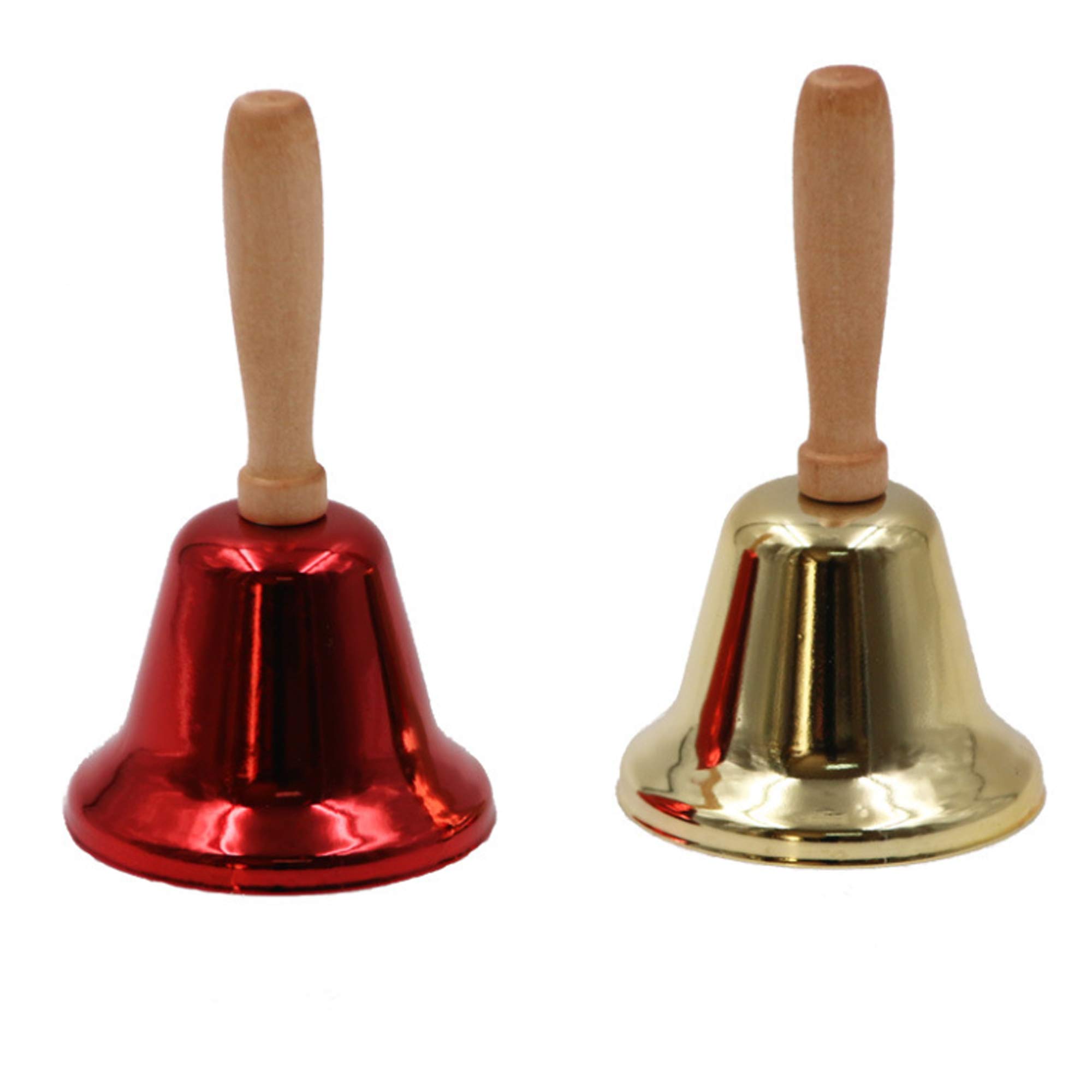 FGX2pcs Christmas Hand Bell, Traditional Christmas Bell With Wood Handle, School Hand bell, Call Bell Reception Bell Service Bell Christmas Bell Ornaments, For Hotel Counter, School, Restaurant
