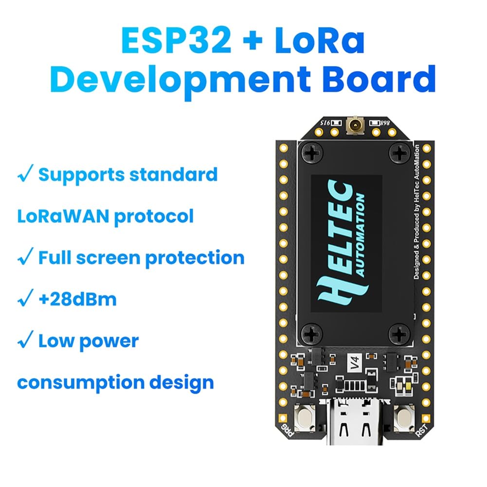 Kit de Développement Meshtastic Heltec WiFi Lora 32 V4 Meshcore - SX1262 avec Boîtier D'Antenne Module Maillé Alimenté par Énergie Solaire A