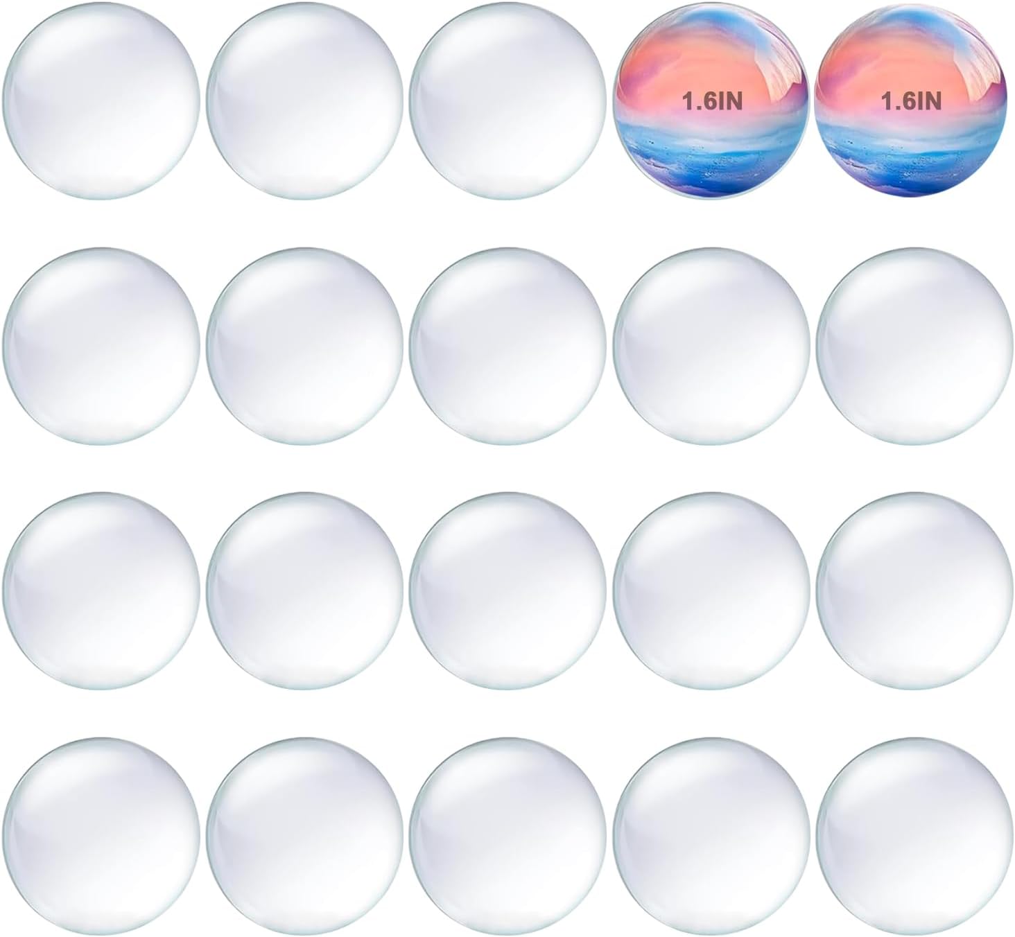 SpisoHdx 25 Pack 2 Inch Crystal Clear Glass Dome Cabochons - Round Flat Back for Jewelry Making, Craft Supplies (50mm)