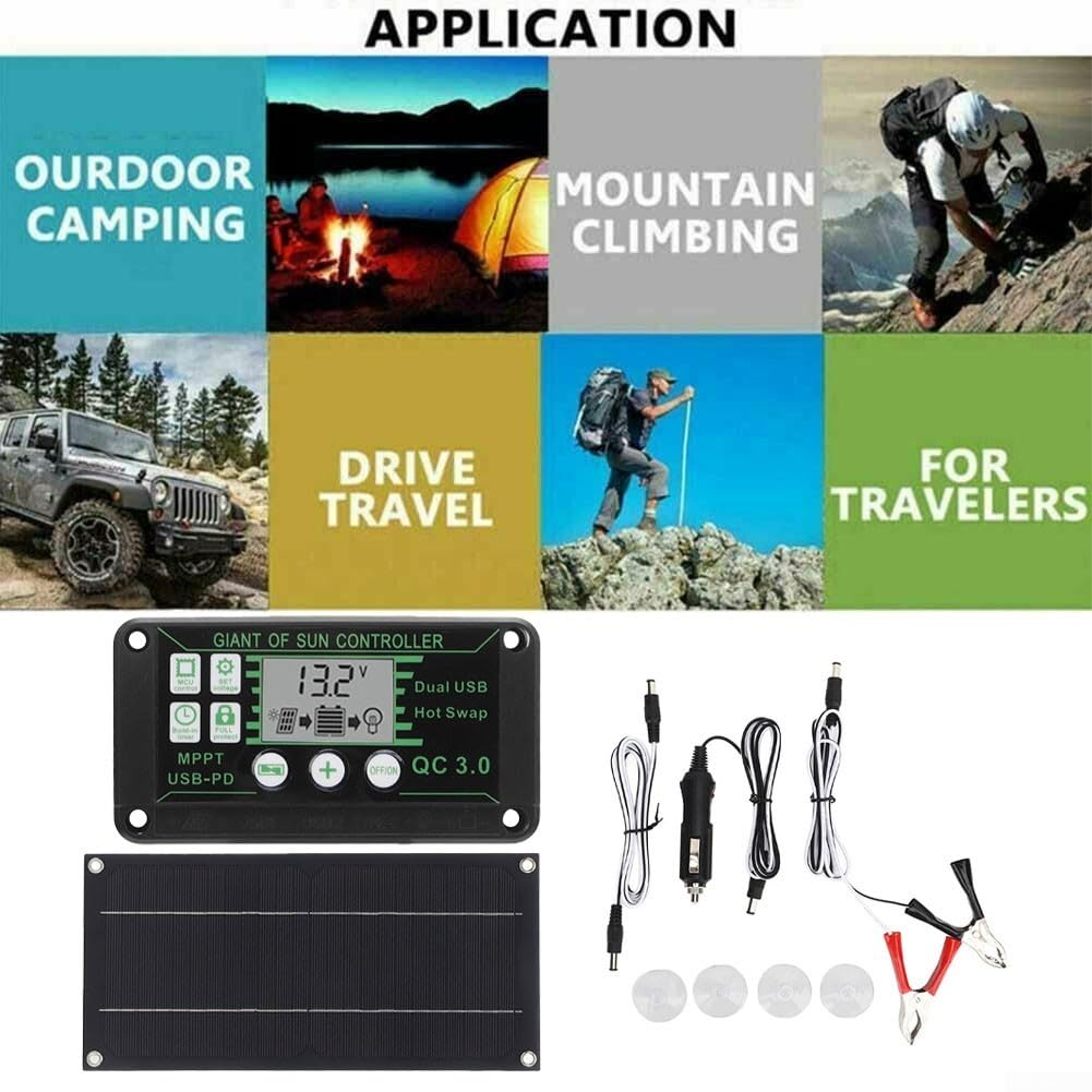 ReachMall 600 W 18 V per kit pannello solare, 100 A per controller caricabatterie MPPT portatile kit di alimentazione solare in silicio monocristallino kit di ricarica batteria per camper caravan auto