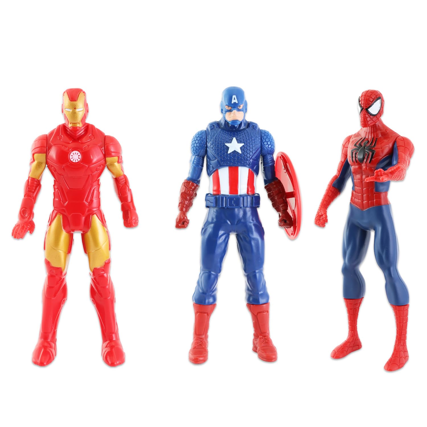 Juego de figuras de acción de los Vengadores, paquete de 3 figuras de acción de Marvel con calcomanías de Iron Man, Spiderman y Capitán América Plus, tatuajes, juego de figuras de los Vengadores