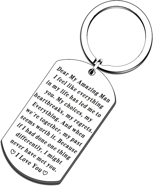 SMARGO Anniversary Keyring Gifts for Boyfriend Husband I Love You Keyring Gifts for Him Fiance Wedding Christmas Birthday Gift Fathers Day Valentines Day Gift for Men