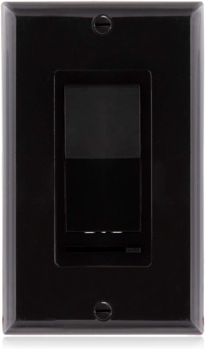Maxxima LED Slide Dimmer Rocker Switch - 3-Way/Single Pole Compatible, Decorative Electrical Light Switch, 600 Watt Max, LED Compatible for Indoor Home Use, Wall Plate Cover Included - Black