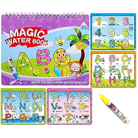 Sipobuy Magic Water Drawing Book water Coloring Book Doodle with Magic Pen Painting Board For Children Education Drawing Toy (Letters and Numbers) Cover
