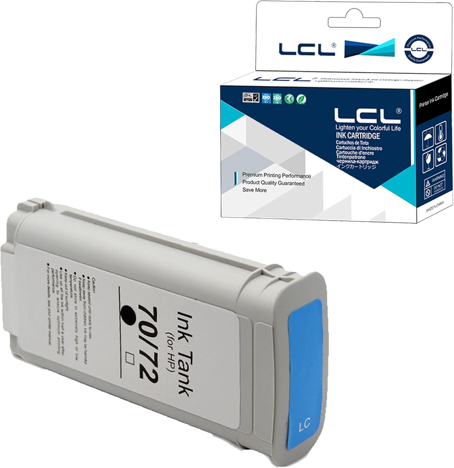 LCL Compatible Ink Cartridge 70 C9452A 135ML High Yield (1Pack Cyan) Replacement for HP Designjet Z2100 Z3100 Z3100PS Z3200 Z3200PS Z5200 Z5400