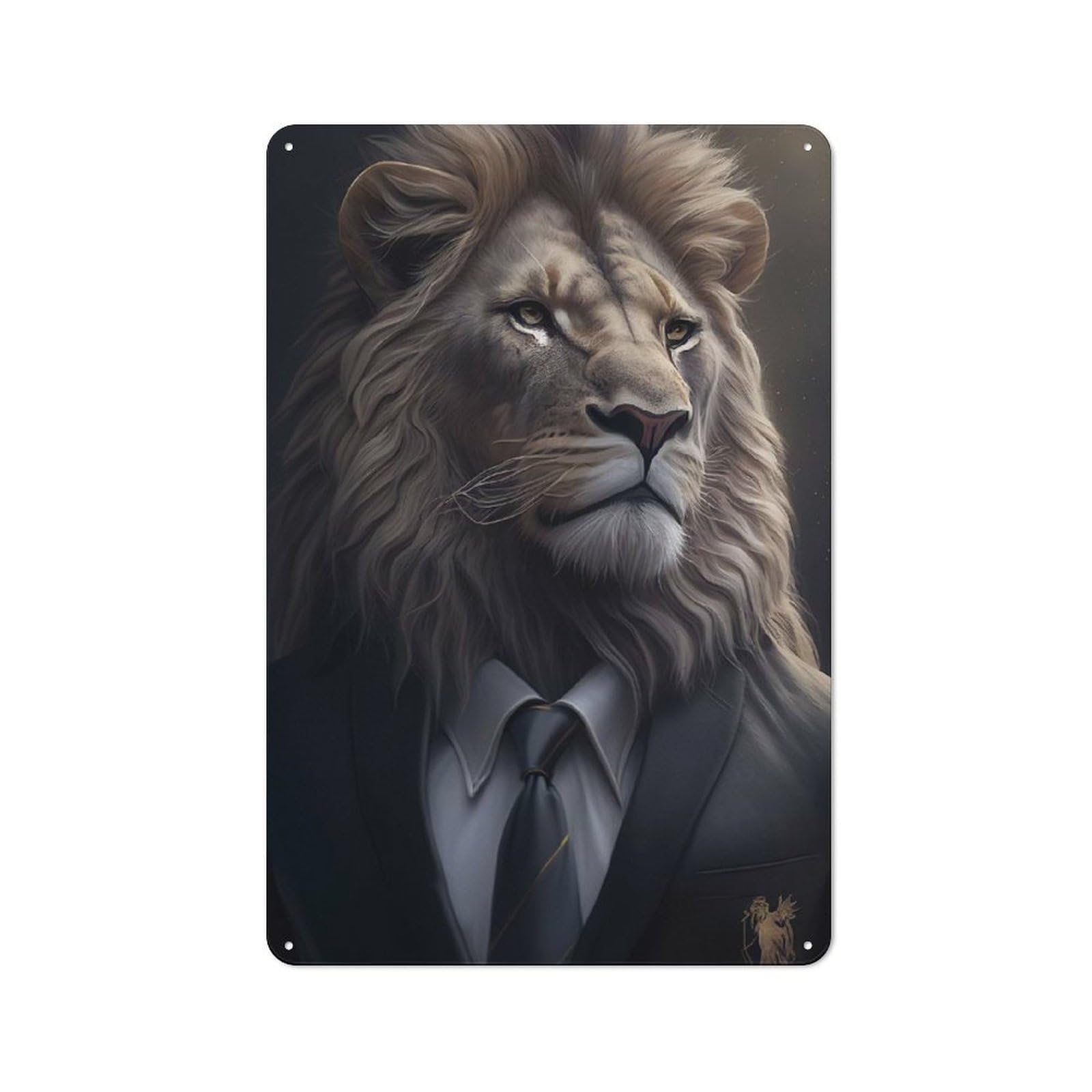 Junmoney Lion Suit Animal Retro Metal Sign 30X20cm Featuring For Bar Or Restaurant, For Bar Decor Enthusiasts