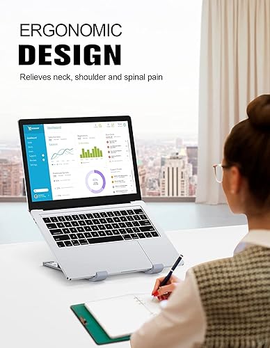 Miniatura 7 de Soporte para computadora portátil ajustable de 9 niveles para computadora portátil soporte de aluminio ventilado para computadora portátil