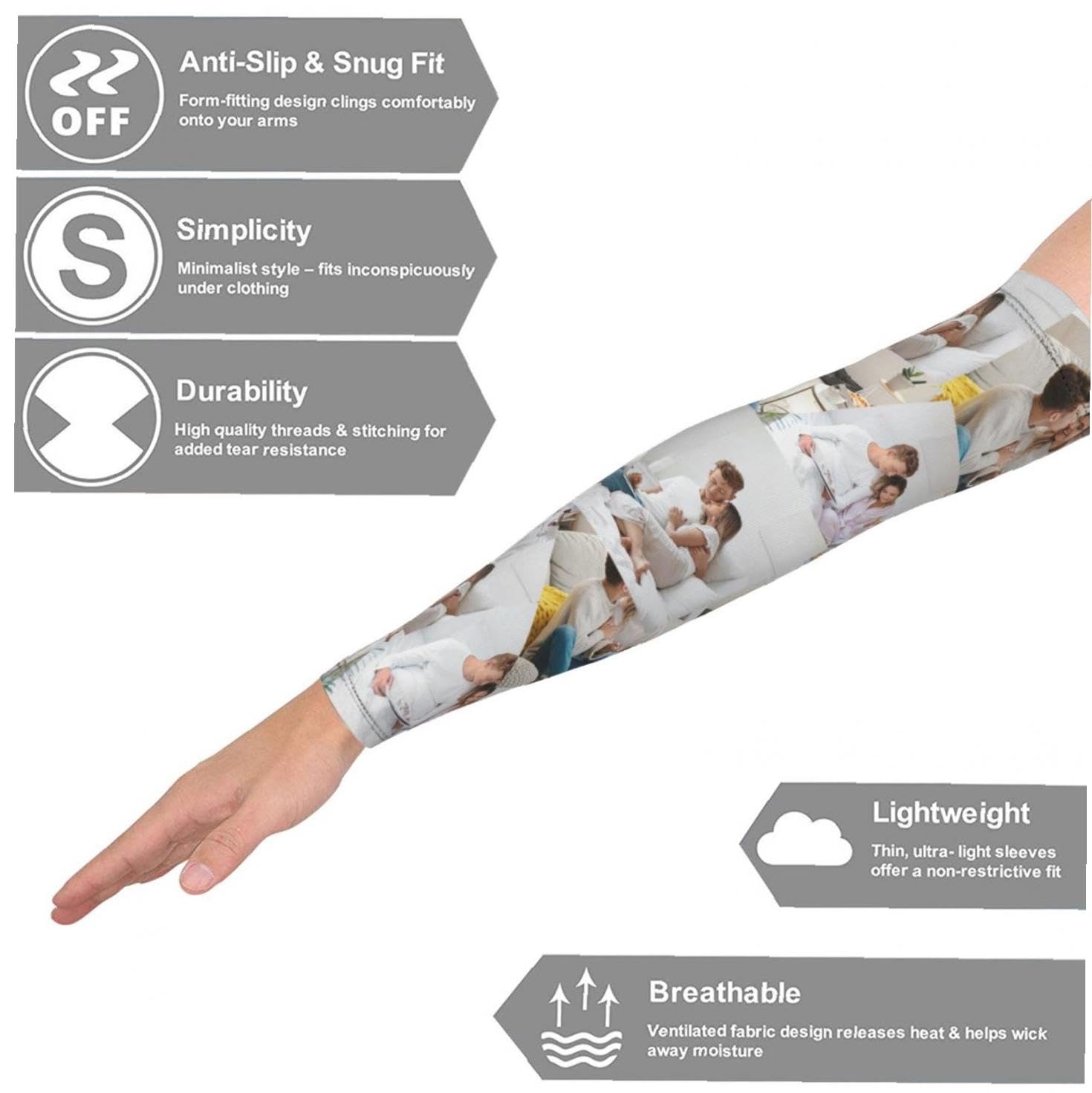 Mangas de Brazo Personalizadas con Foto, Texto y Logotipo, Protección Solar, Compresión, Elásticas y Transpirables, para Baloncesto, Béisbol, Fútbol y Ciclismo.