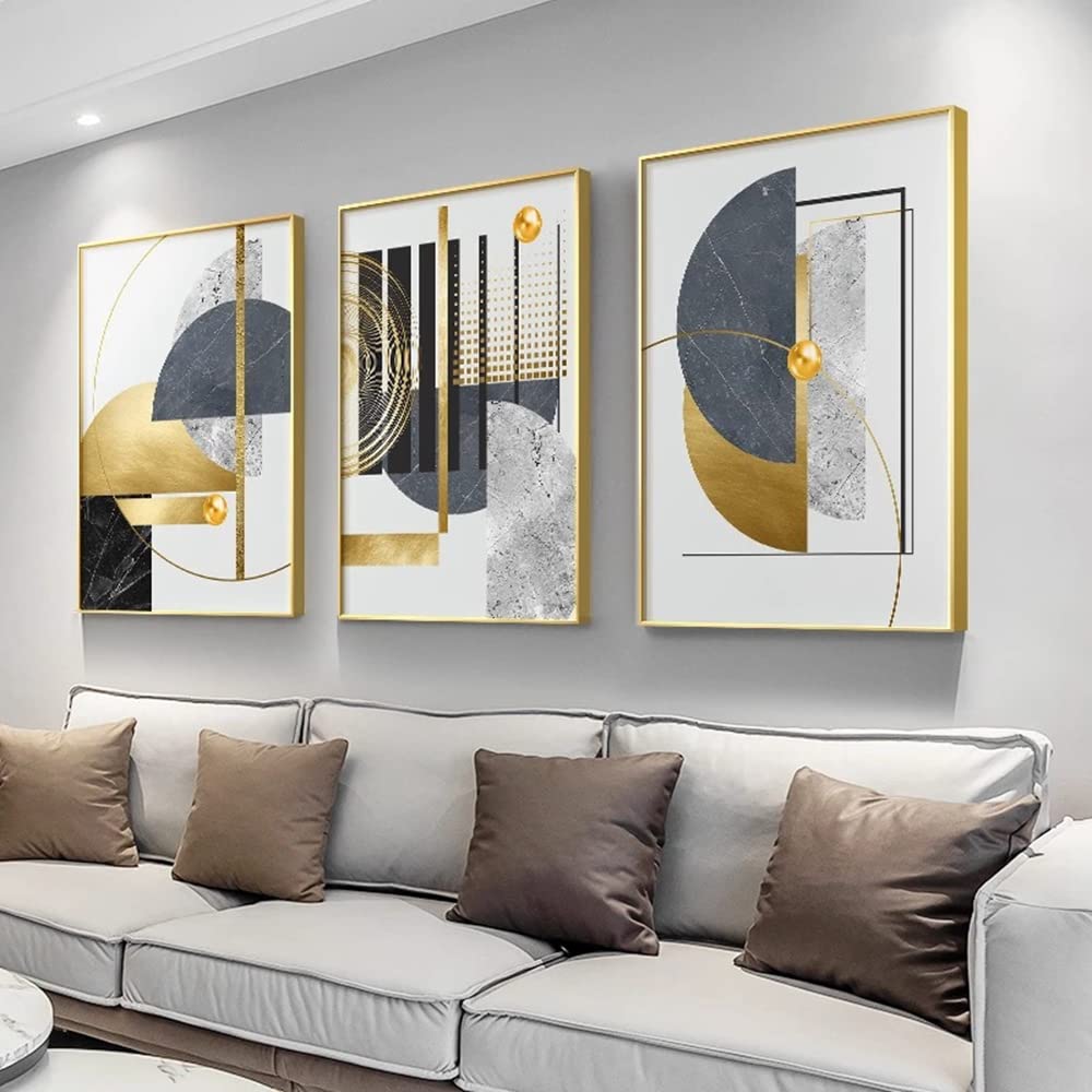 Set di 3 poster su tela con geometria astratta, moderni, minimalisti, geometria linea, poster artistici, da parete, senza cornice (B, 60 x 90 cm)