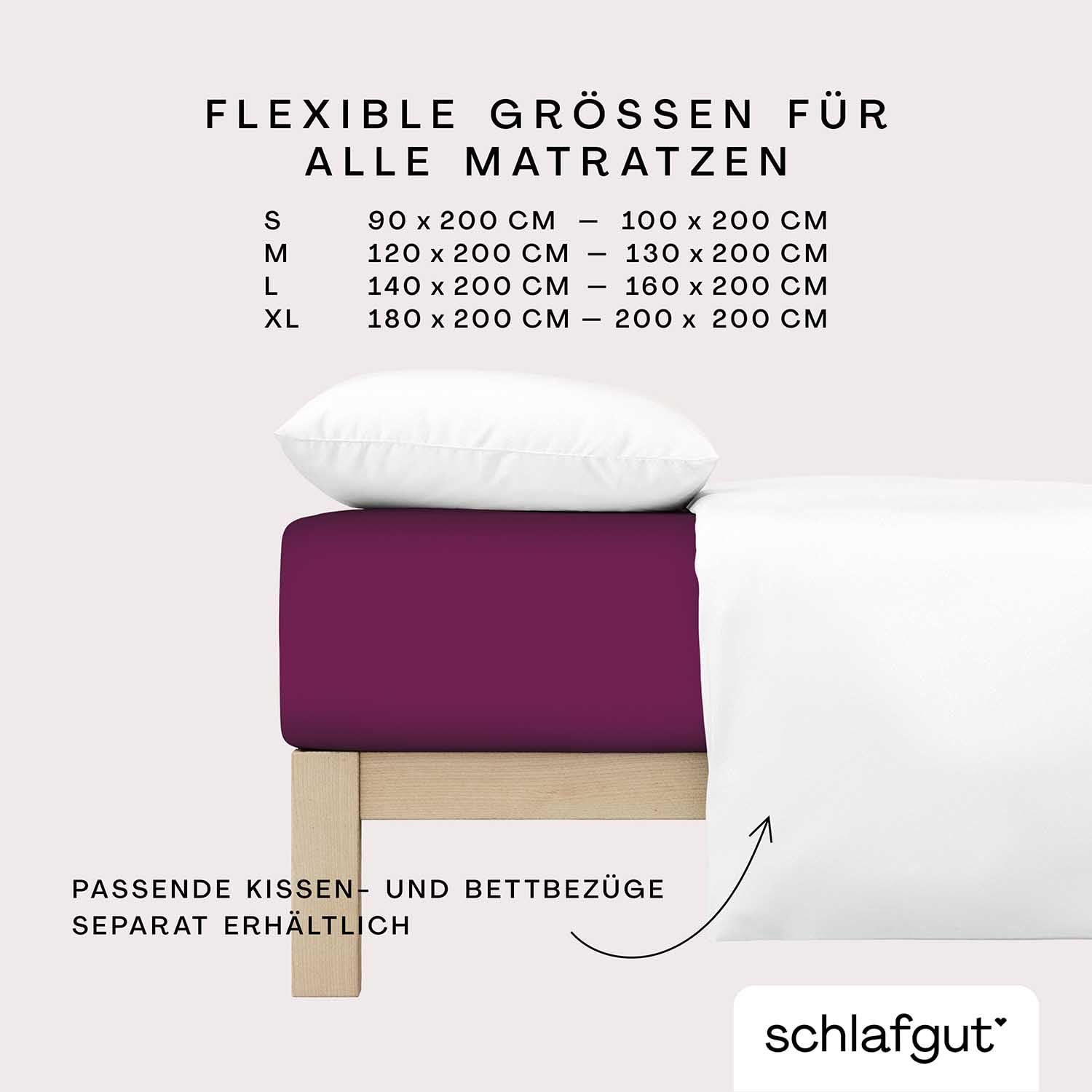 schlafgut Cool Contact Spannbettlaken 180x200 cm kühlend, Purple Deep