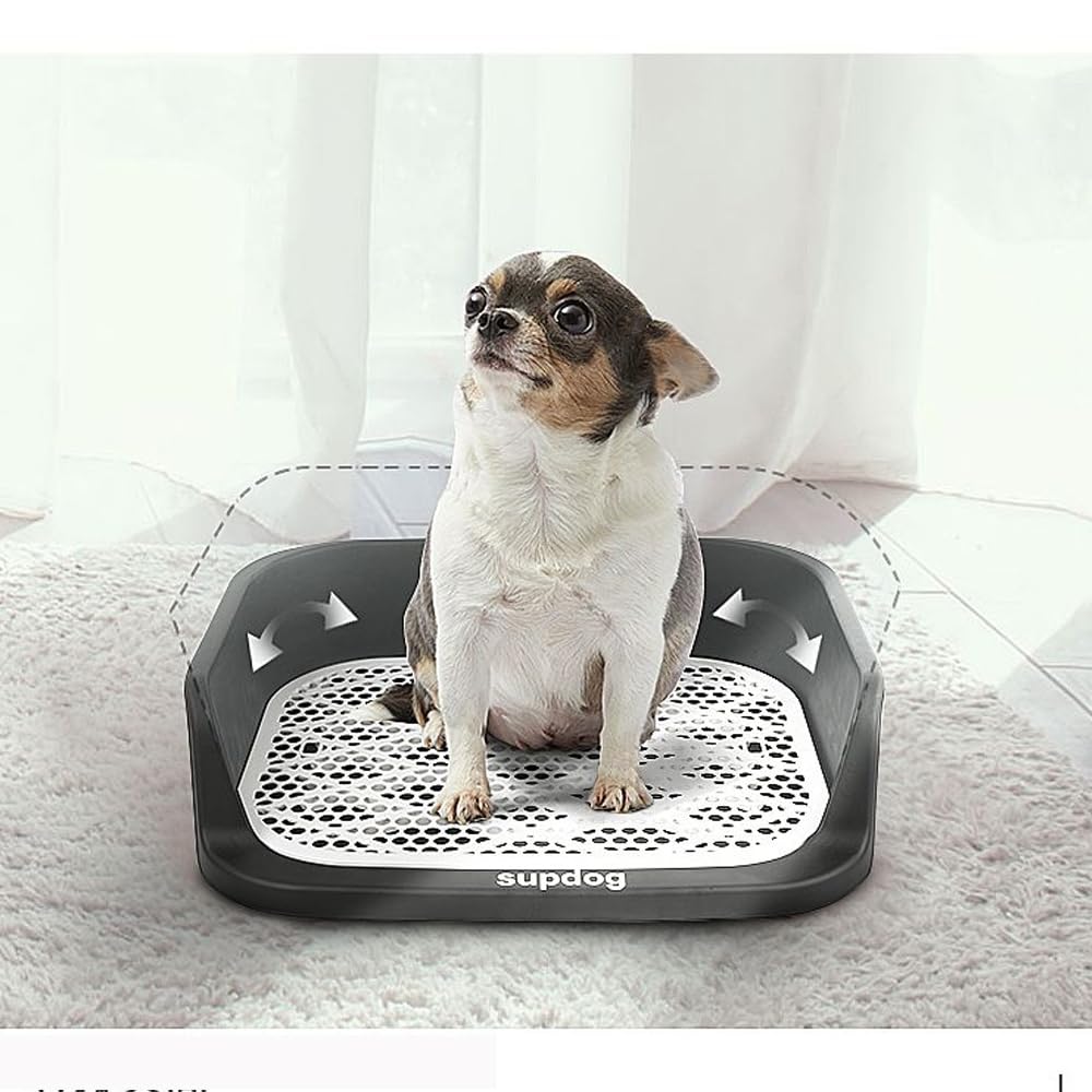 Toilettes pour Chien, Toilettes Portables avec Plateau pour Maison intérieure Chiot Balcon,Toilettes pour Chiens Teddy Chihuahua 50 * 40CM (Noir)