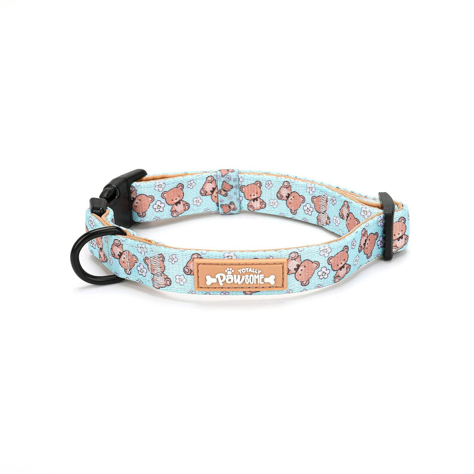 Mint Green & Teddy Bear Design Dog Collar for Dogs & Puppies S