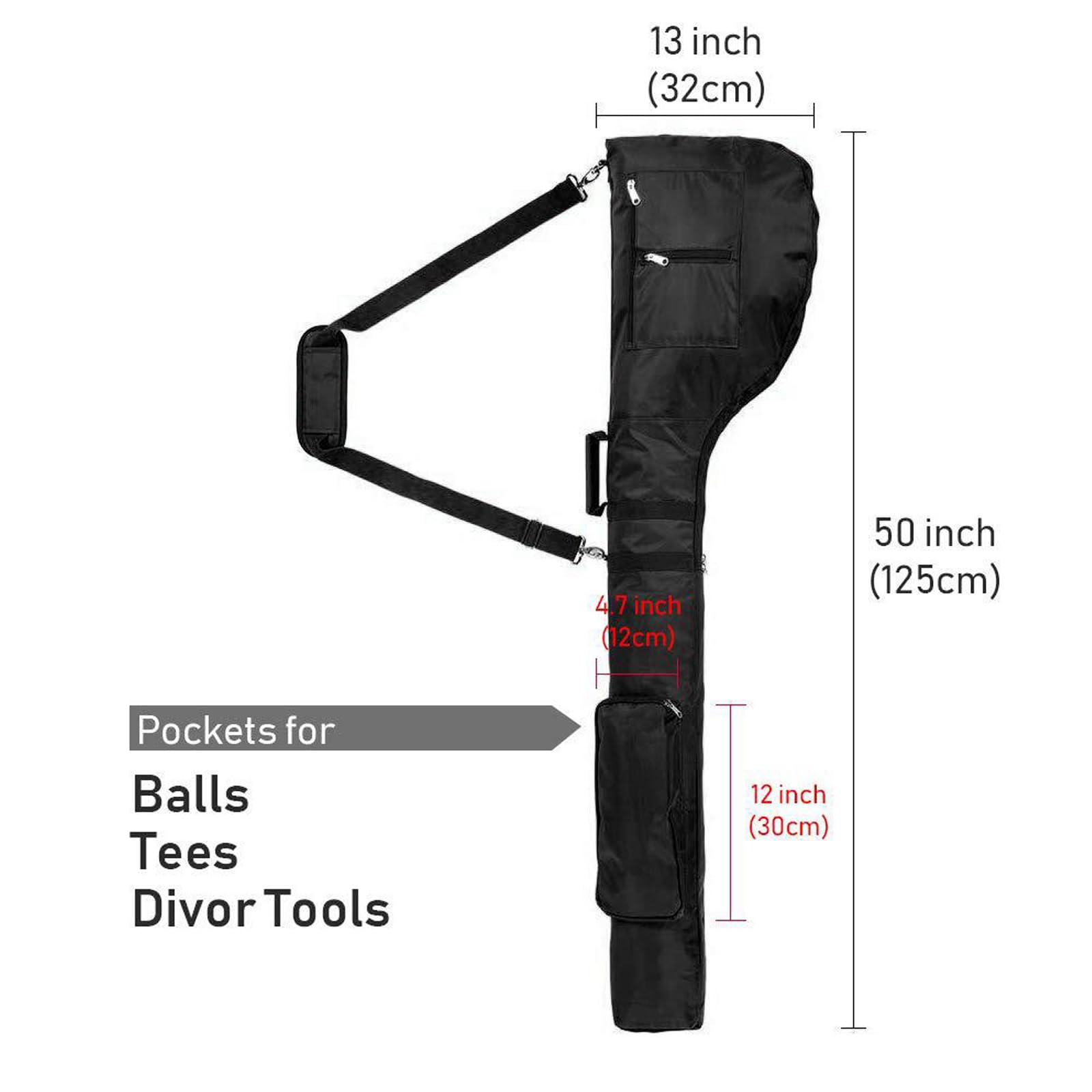 Bolsa de golf premium de poliéster con textura para golfista, bolsa esencial con múltiples bolsillos de almacenamiento para palos y accesorios