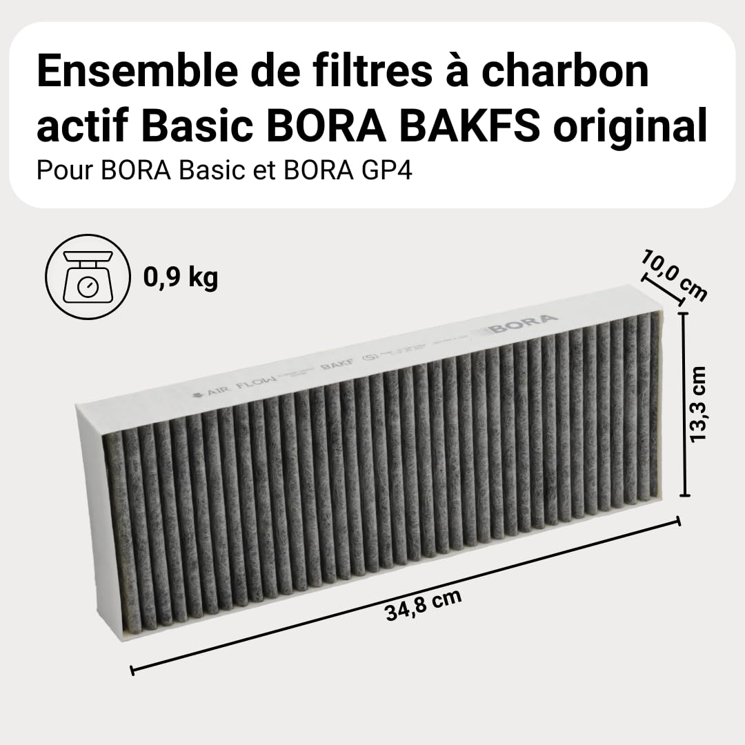 BORA BAKFS Jeu de filtres à Charbon Actif pour Hottes Basic et GP4 (BHU/BIU/BFIU), Filtres de Rechange d’Origine, 2 pièces