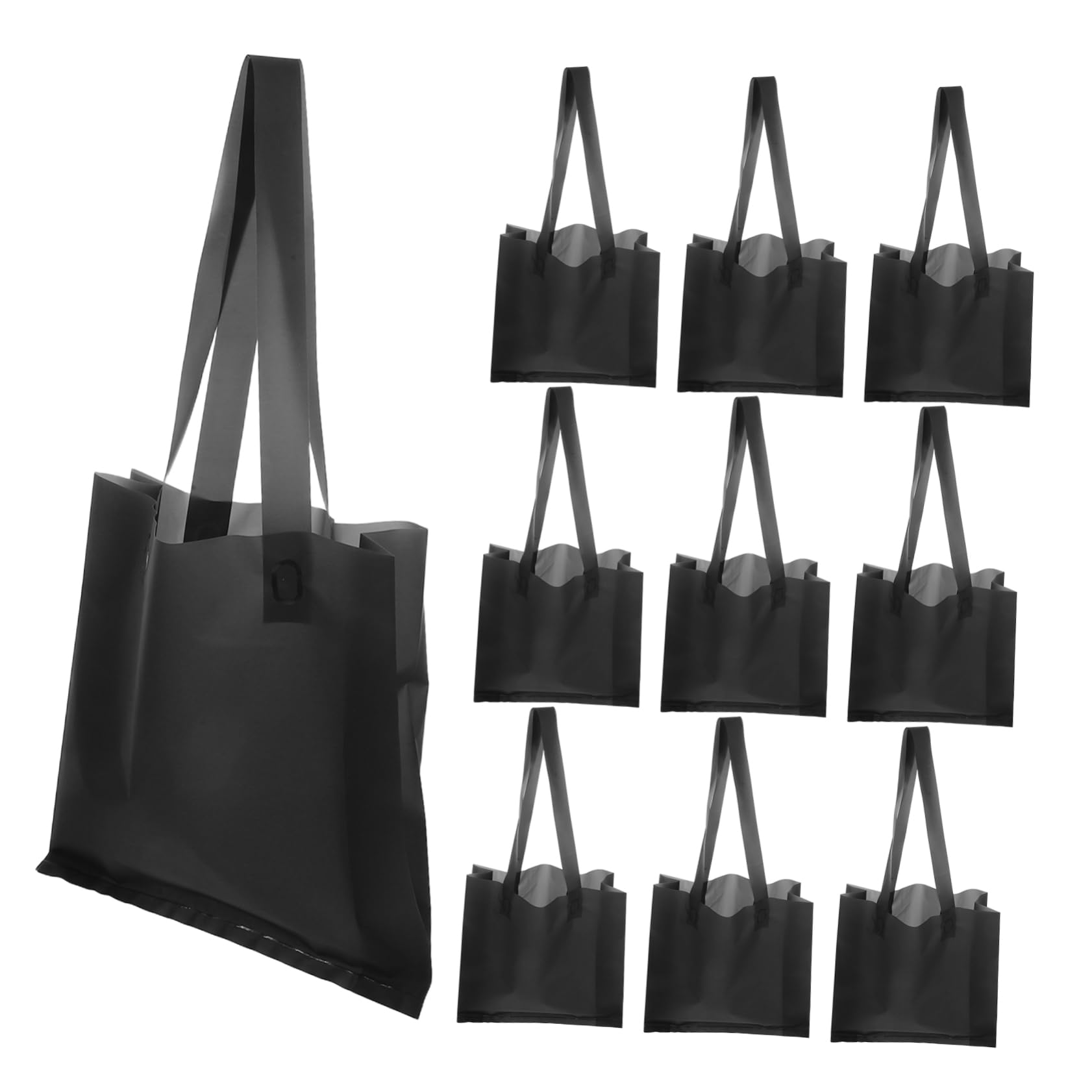 Homoyoyo Bolsa de Compras Reutilizable para Tienda de Ropa, Pe Esmerilado, 50 Piezas, Negro, Asas de Hombro Cómodas para Embalaje