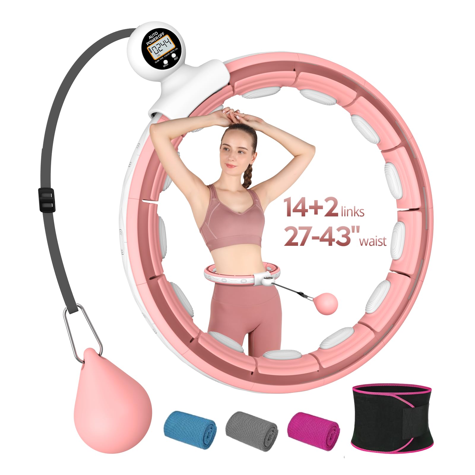 EPEHSPORT Silent Infinity Smart Hoops with Counter 22"-44", Weighted Exercise Hoola Equipment, 2 in 4 Abdomen Fitness Massage, Non-Fall Fit Hoop for Adult Weight Loss