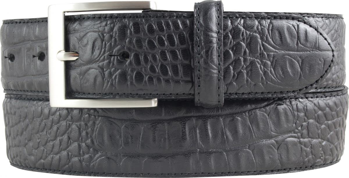 BELTINGER Gürtel mit Edelstahl-Gürtelschnalle und Krokoprägung 4 cm | Leder-Gürtel 40mm Kroko-Optik | Kroko-Muster 4cm