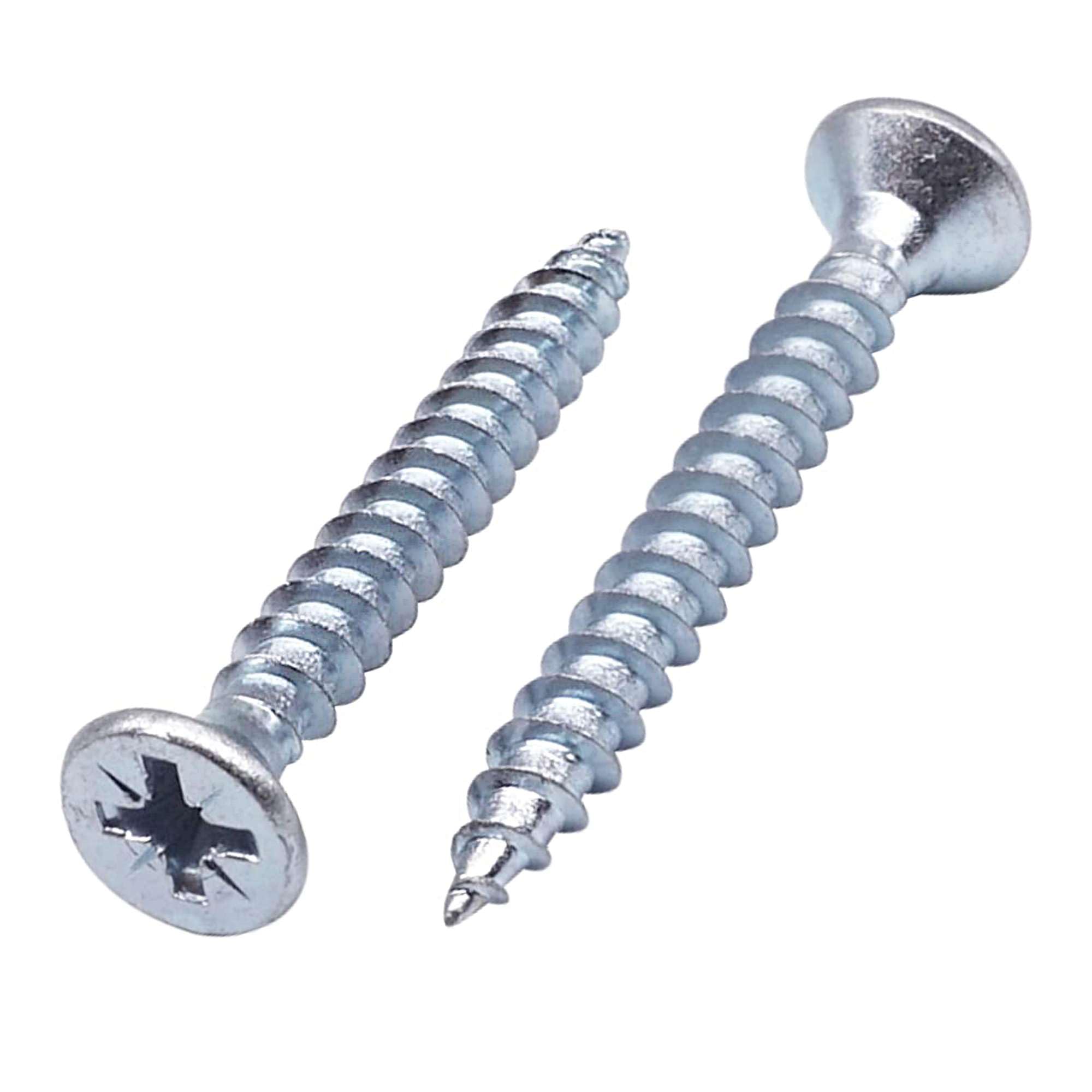 SKIR'CO (20 pcs) Zinc Plated Steel 5.0 x 45 mm Wood Screws, Pozidriv Countersunk Head, Chipboard Screws, PZ Fully Threaded