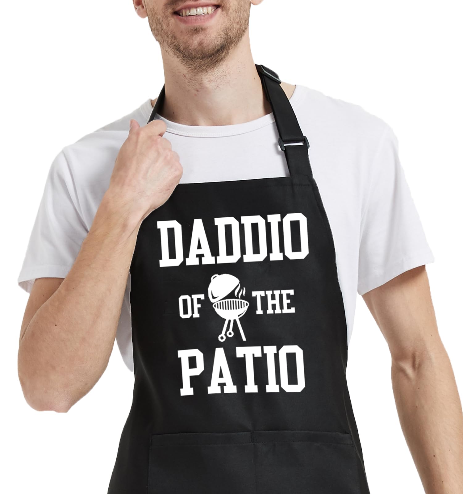 Funny Grill Aprons for Men - Daddio of The Patio, Dad Gifts from Daughter Son, Christmas, Birthday Gift for Husband