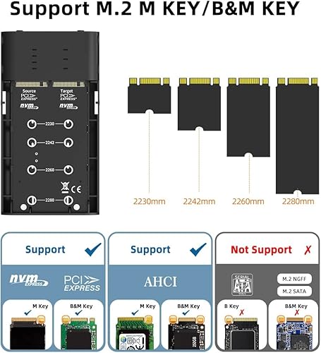 Miniatura 2 de MAIWO NVMe M.2 Duplicator Dual Bay Clone Enclosure USB a NVMe SSD Docking Station Compatible con función de clonación y copia sin conexión-K2022P