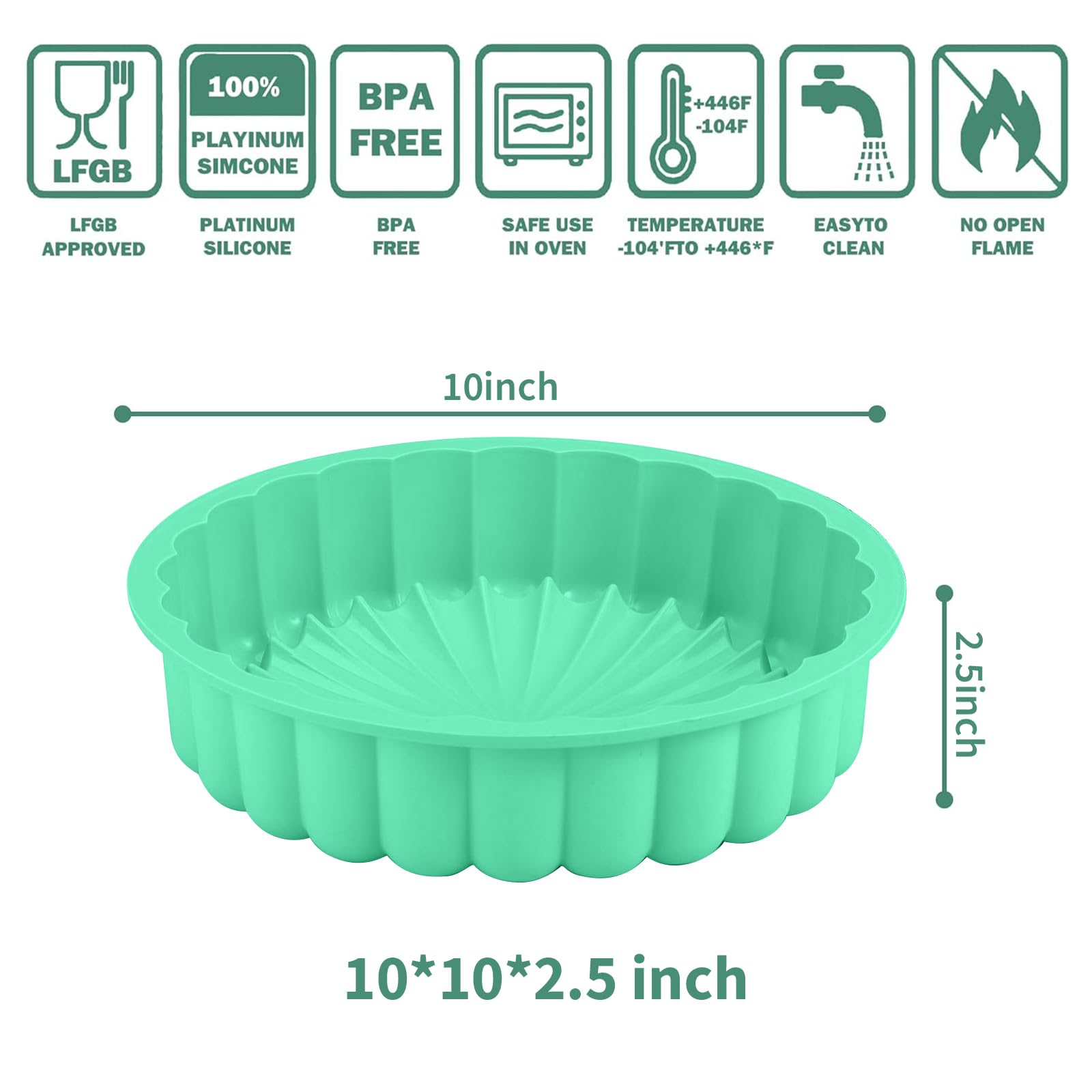 Charlotte Cake Pan de silicona de 10 pulgadas, molde redondo antiadherente de silicona para hornear, moldes redondos de silicona para tarta de queso, tarta de tartas de brownie y fresas 4