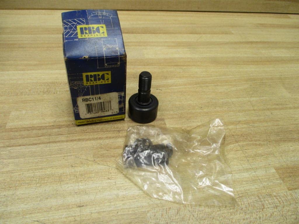 RBC BEARINGS RBC11/4 Chrome Steel Material, Sealed, 0.5000 in Stud Dia, 0.7500 in Roller Width, Flat CAM Follower-HEX Head - 1.2500 in Roller Dia, 1.2500 in Stud Length