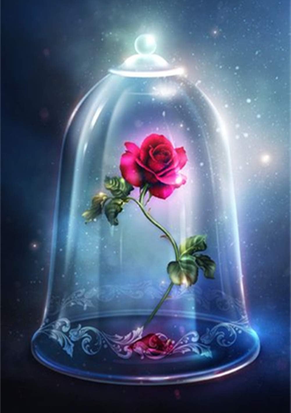 Die Schöne Und Das Biest Rose Zeichnen DCIDBEI 5D Square Quadratisch Diamant Gemälde Set Malen nach Zahlen