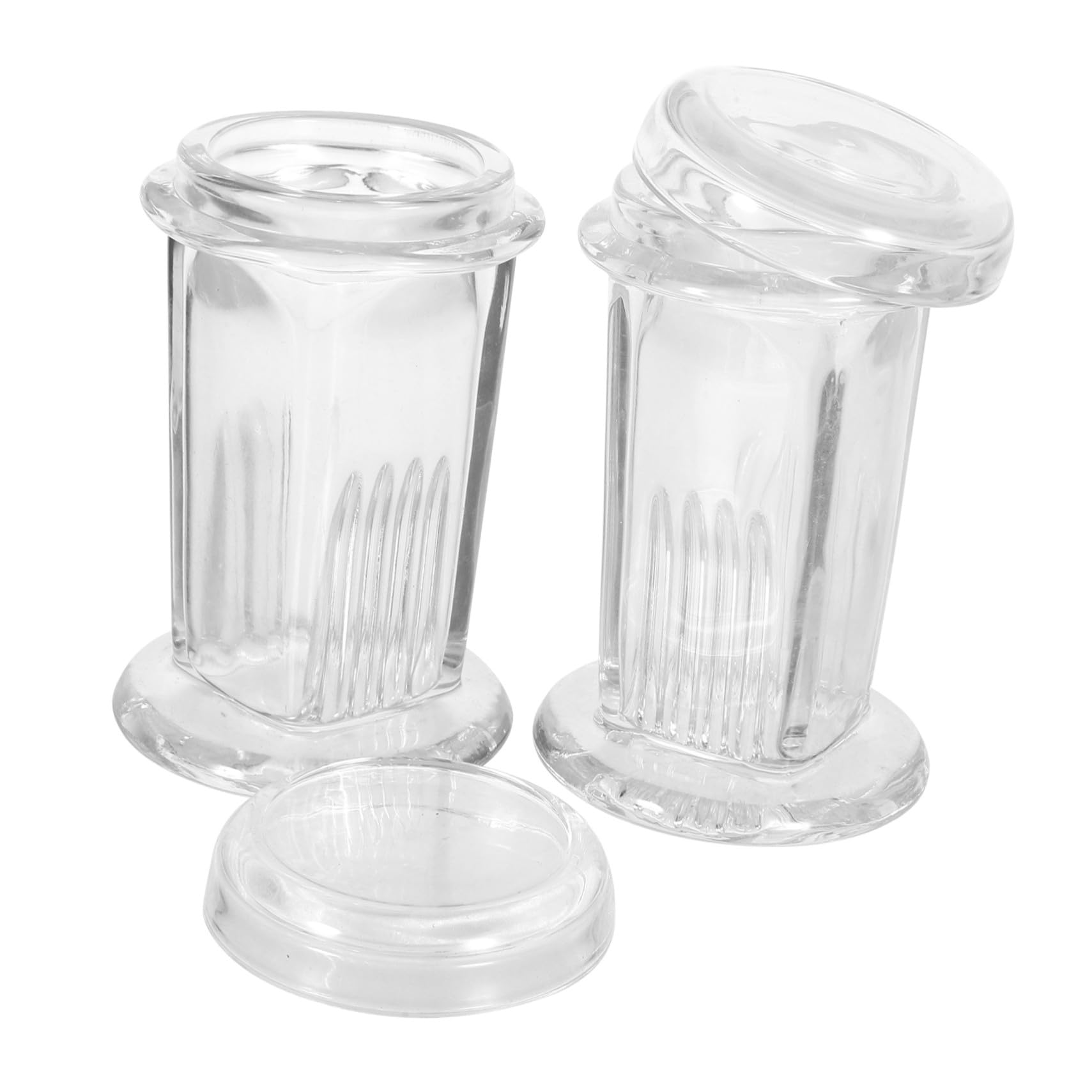 Support vertical rond en verre pour 5 lames avec couvercle protecteur et base stable