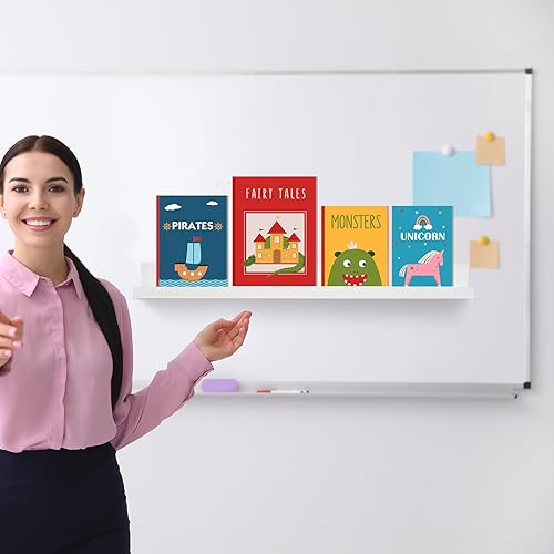 Miniatura 2 de Lincia 2 estantes magnéticos para pizarra blanca, estantes magnéticos de metal flotantes para libros, estante magnético de libros para oficina de